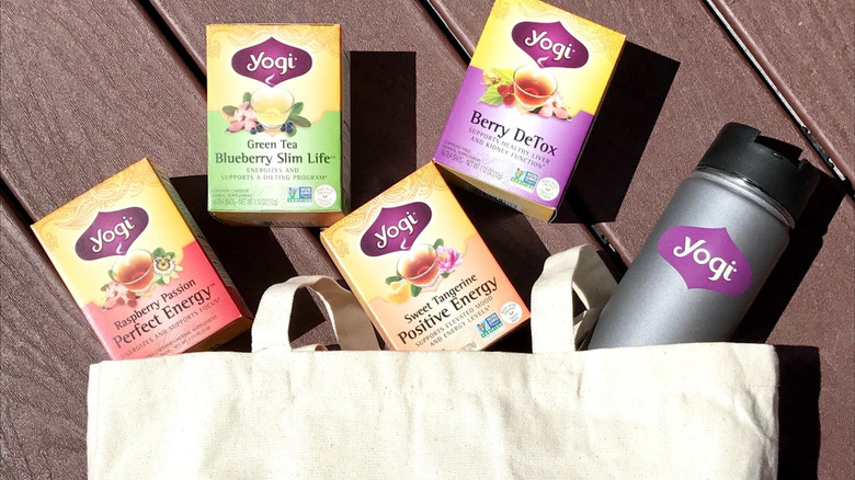 Yogi teas in bag with insulated cup