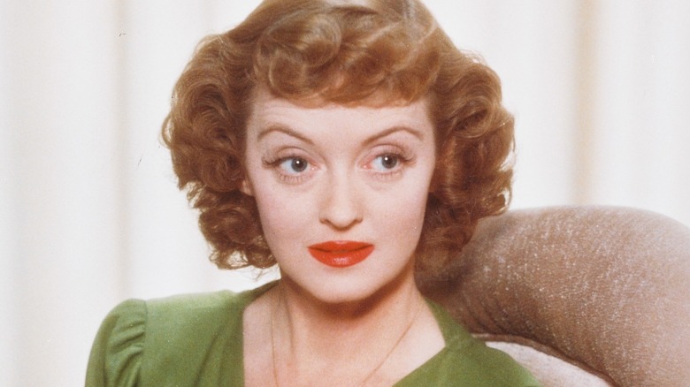Bette Davis curly hair red lips