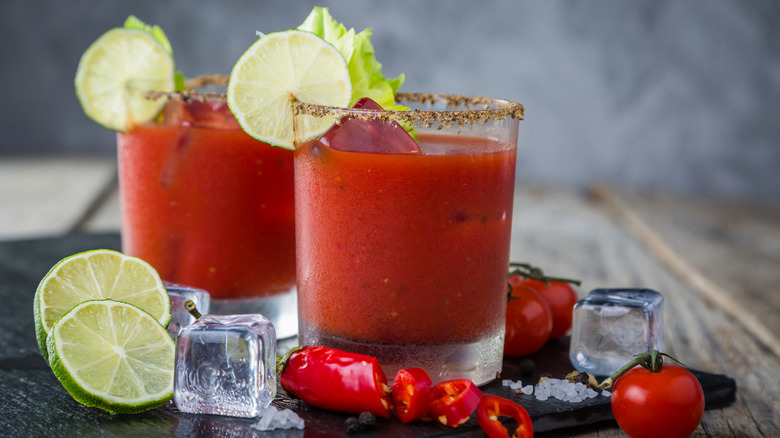 Bloody Mary cocktail with garnish