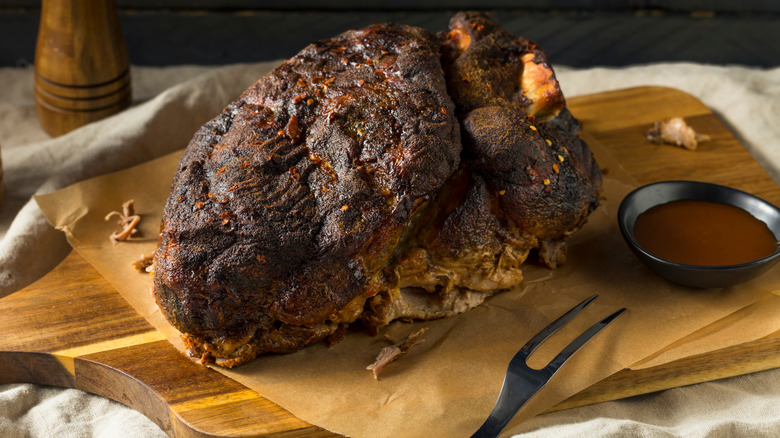 perfectly smoked pork butt with crust