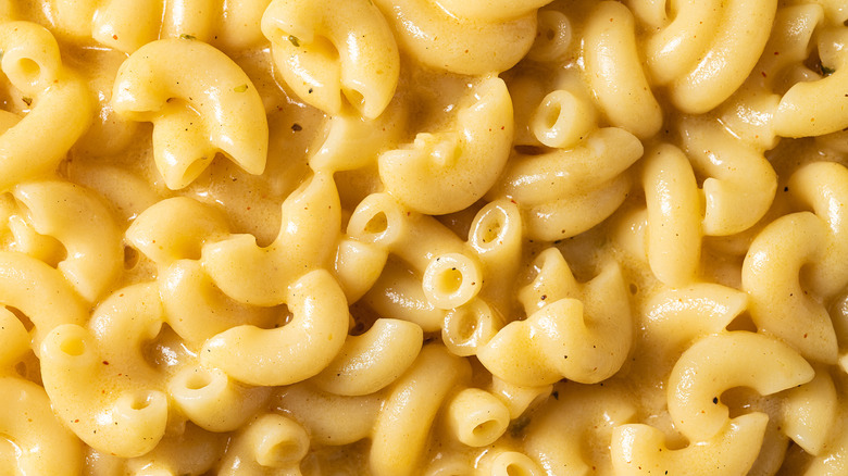 Close up of creamy mac and cheese