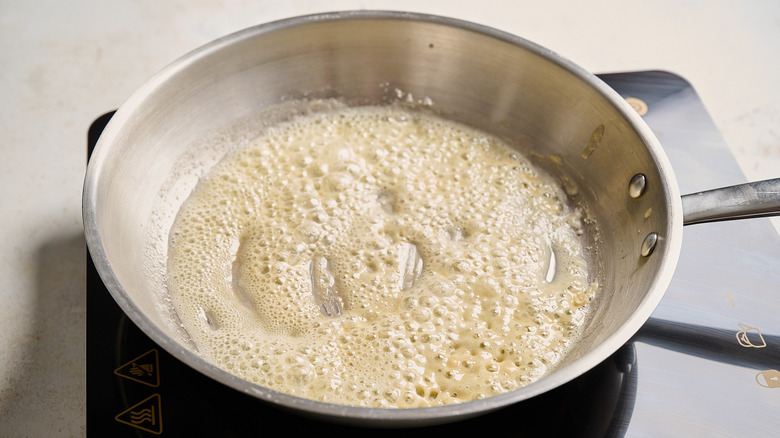 making a roux in a skillet