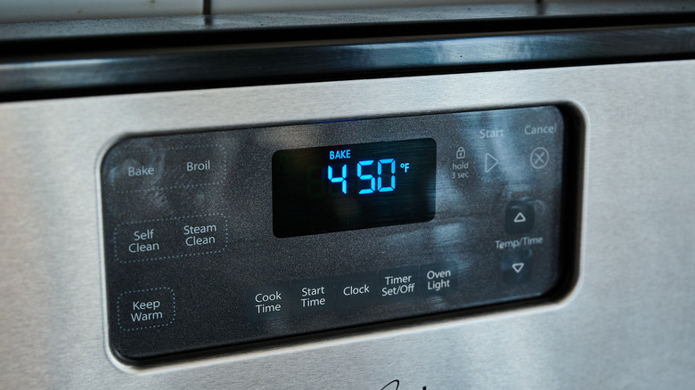 preheating the oven to 450 degrees