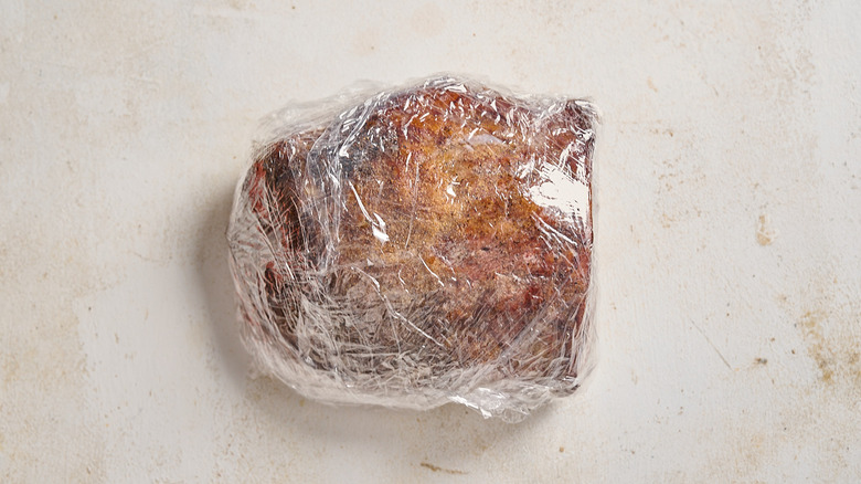 beef roast wrapped in plastic