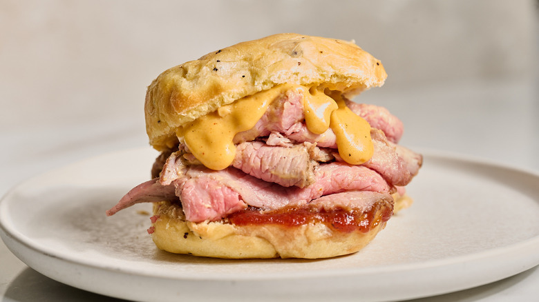 roast beef sandwich on a table