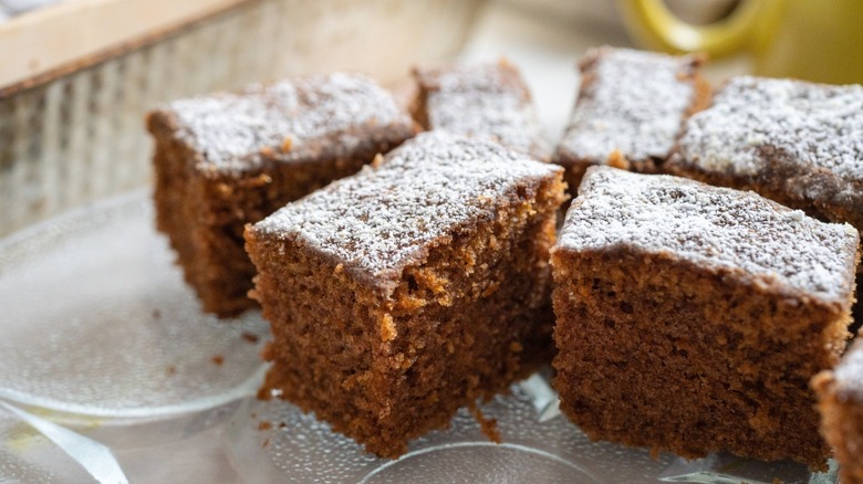 Chunks of dank gingerbread cake