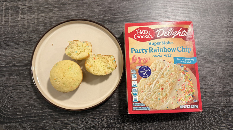Cupcakes made with Betty Crocker's Super Moist Party Rainbow Chip Mix