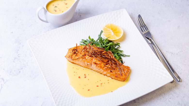fish served with beurre blanc 