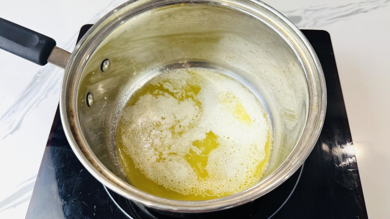 Melted butter in pot