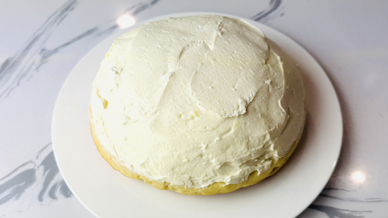 German Bee Sting cake filling before topping