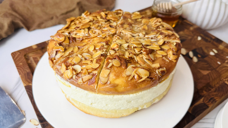 German Bee Sting cake on platter