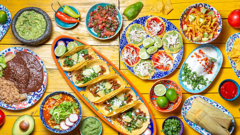 Flatlay of Mexican food