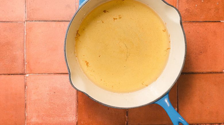 Oil for frying in heavy pan