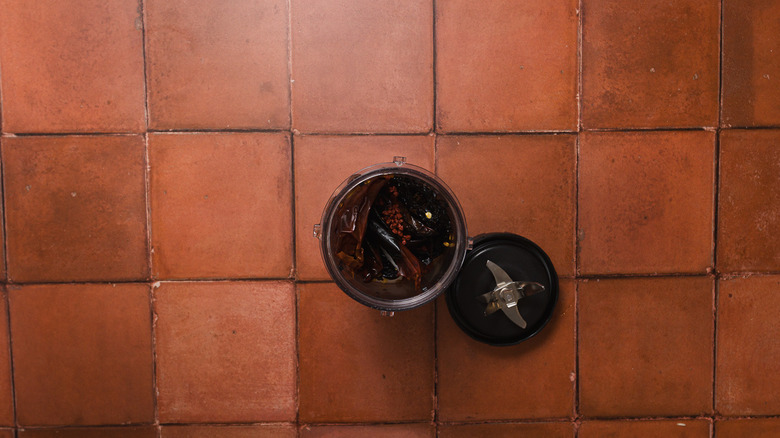 Salsa ingredients in blender