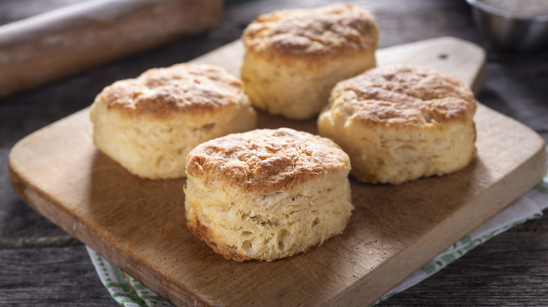 Four buttermilk biscuits on board