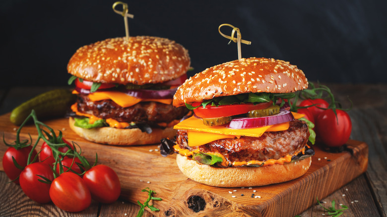 Cheese and pickle burgers