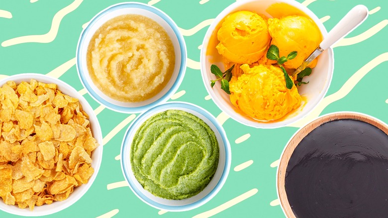 Composite image with corn flakes and other foodstuffs