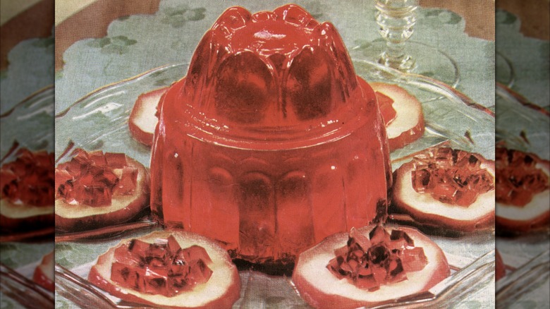 Magazine photo of red Jell-O salad from 1938