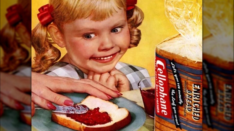 Du Pont Cellophane advertisement girl and bread