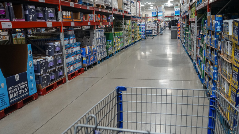 Cart being pushed around Sam's Club store