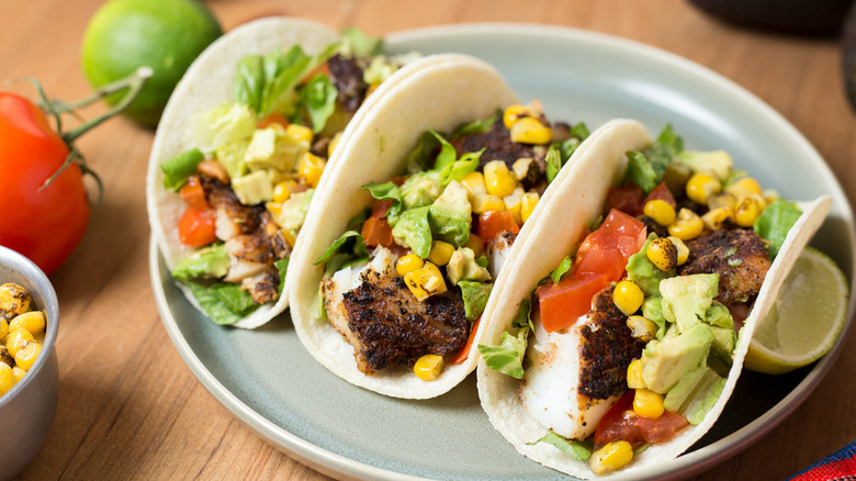 blackened fish tacos on plate