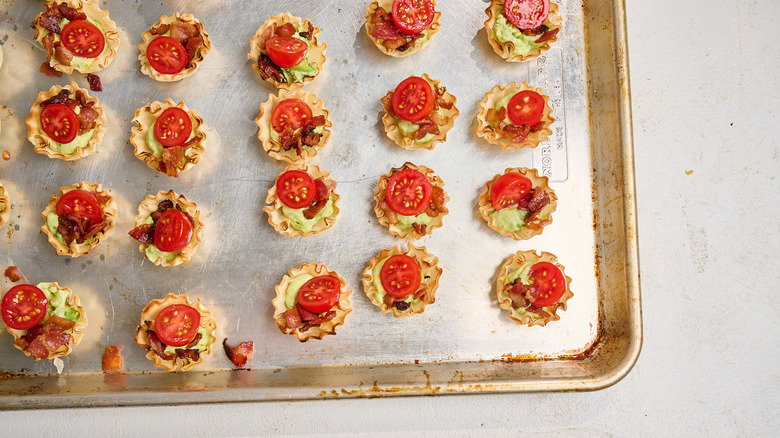 phyllo cups topped with tomato