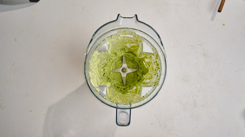 blended avocado in a blender