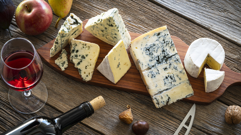 selection of blue cheeses