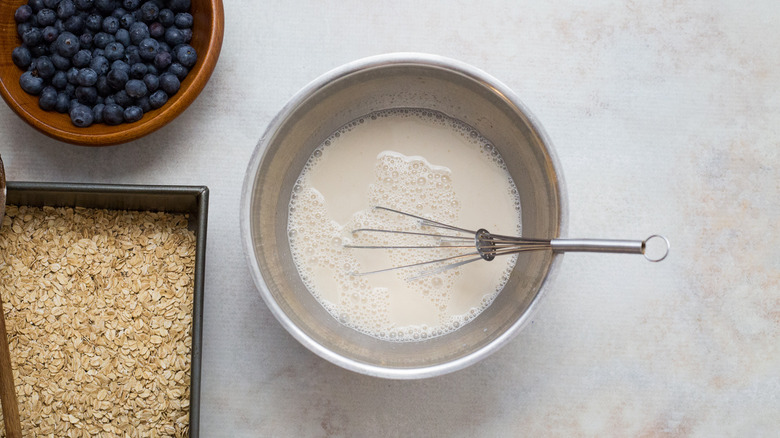 milk mixture in mixing bowl
