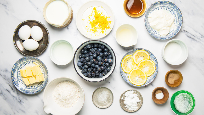 Ingredients for this blueberry lemon dutch baby.
