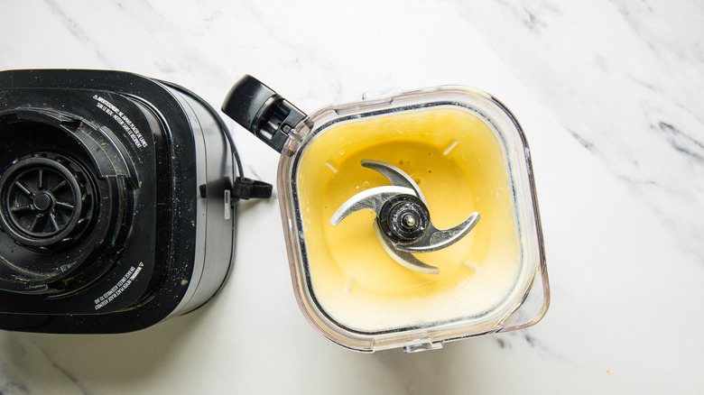Batter in blender.