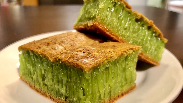 Pandan green cake in bundt form