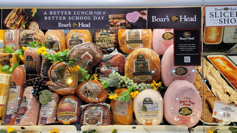 Boar's Head deli meats on display at a deli