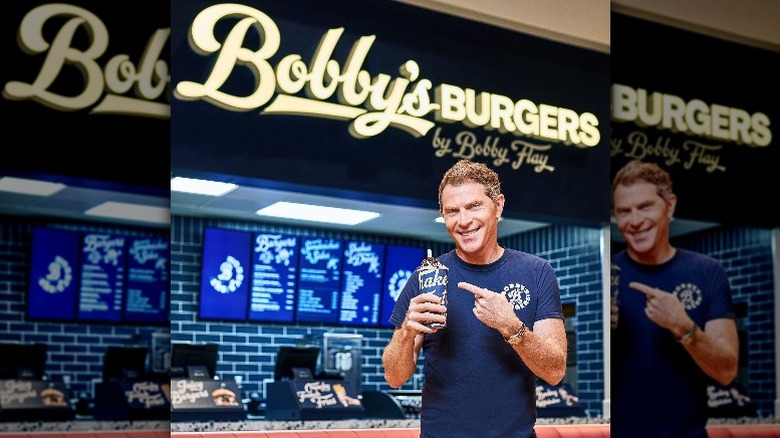 Bobby Flay at Bobby's Burgers location