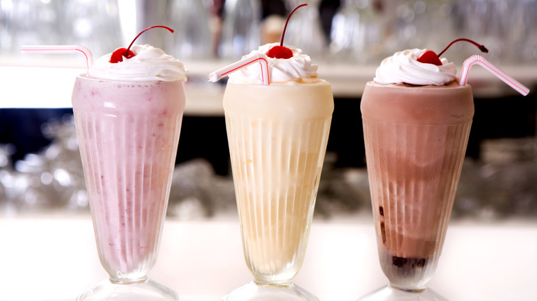 a trio of milkshakes