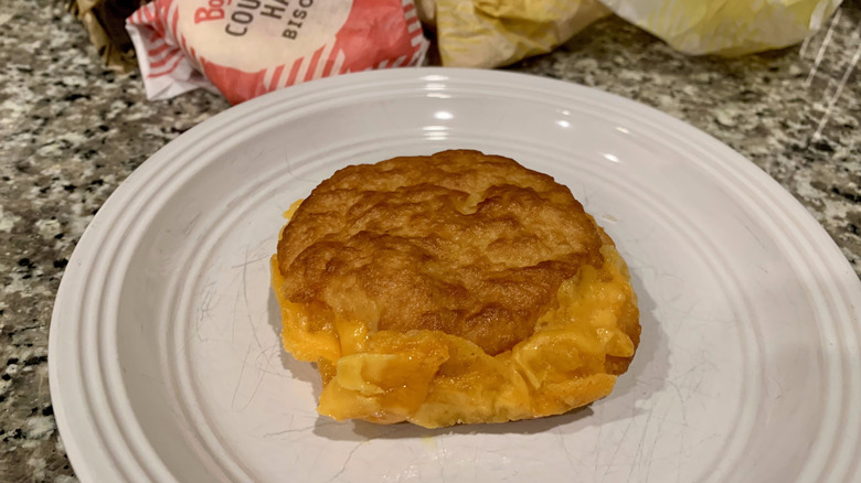 Bojangles Cheddar Bo Biscuit on counter