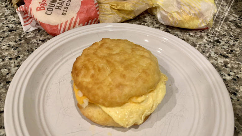 Bojangles Egg & Cheese Biscuit on counter