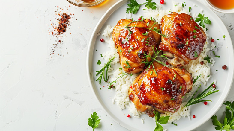Marinated chicken on plate