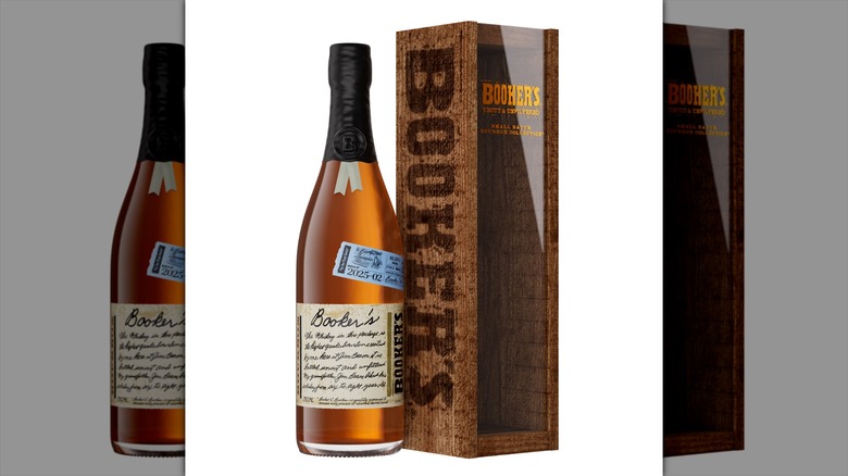 A bottle of Bookers "By The Pond" next to its box