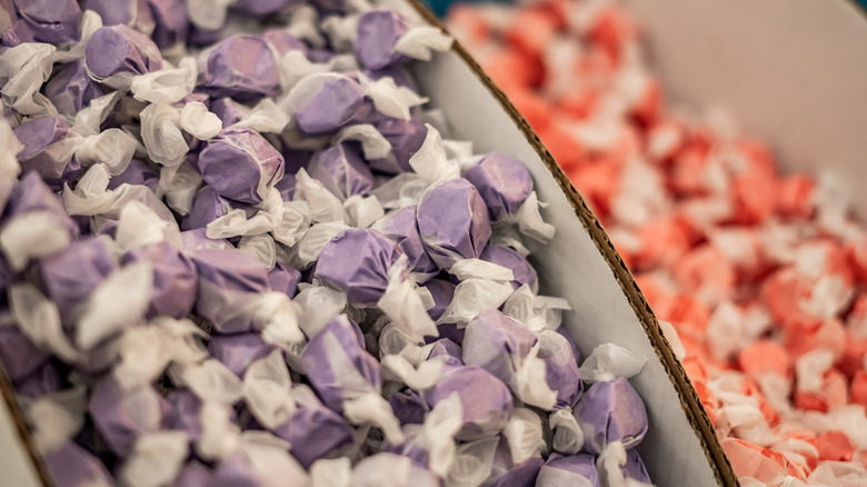 Close up of wrapped taffy in store