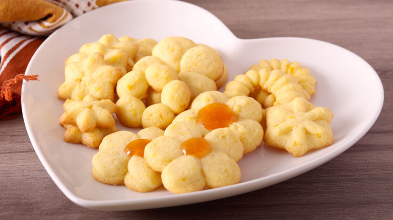 spritz cookies on a plate