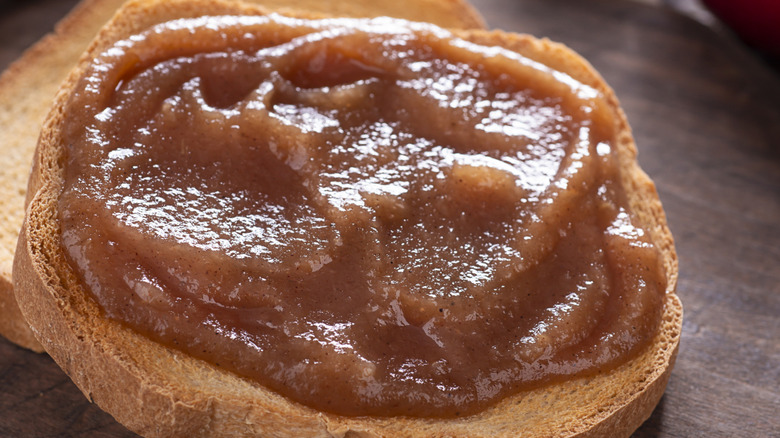 apple butter spread over toast