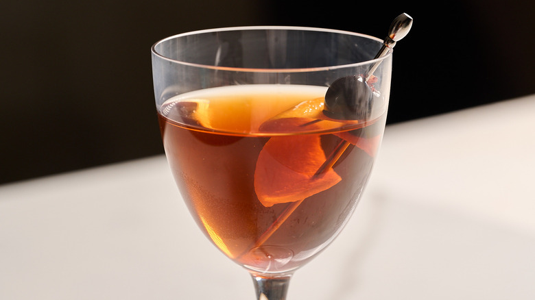 rob roy cocktail on a table