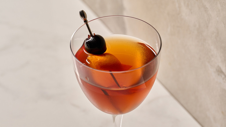 rob roy cocktail on a table