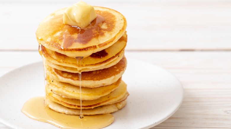 Stack of pancakes with syrup