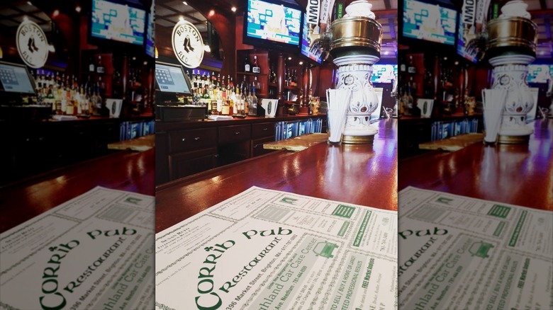 Corrib Pub paper on a bar