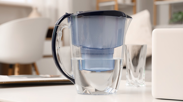 Water filter pitcher on counter