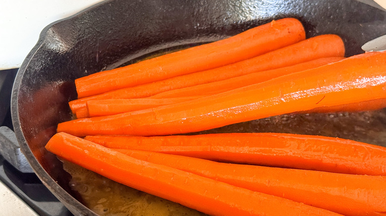 carrots cooking in pan