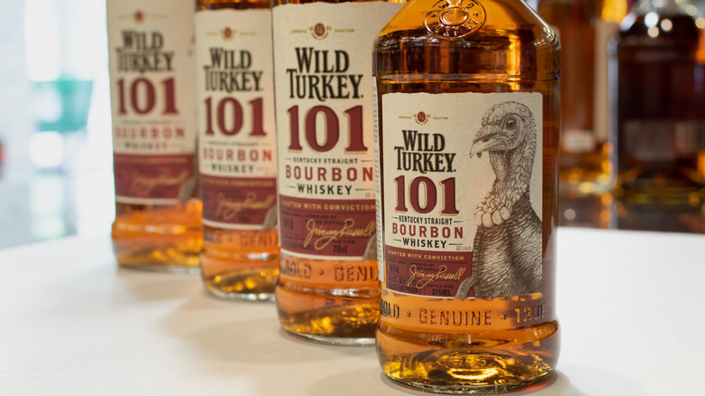Bottles of Wild Turkey 101 in a row