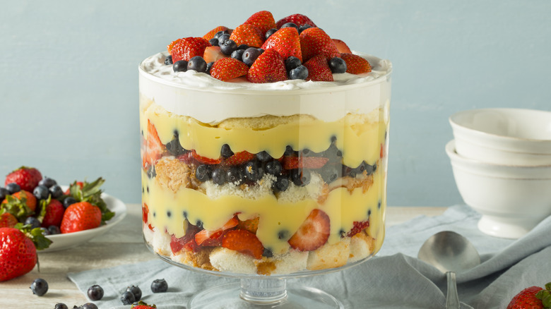 trifle with fruit on top